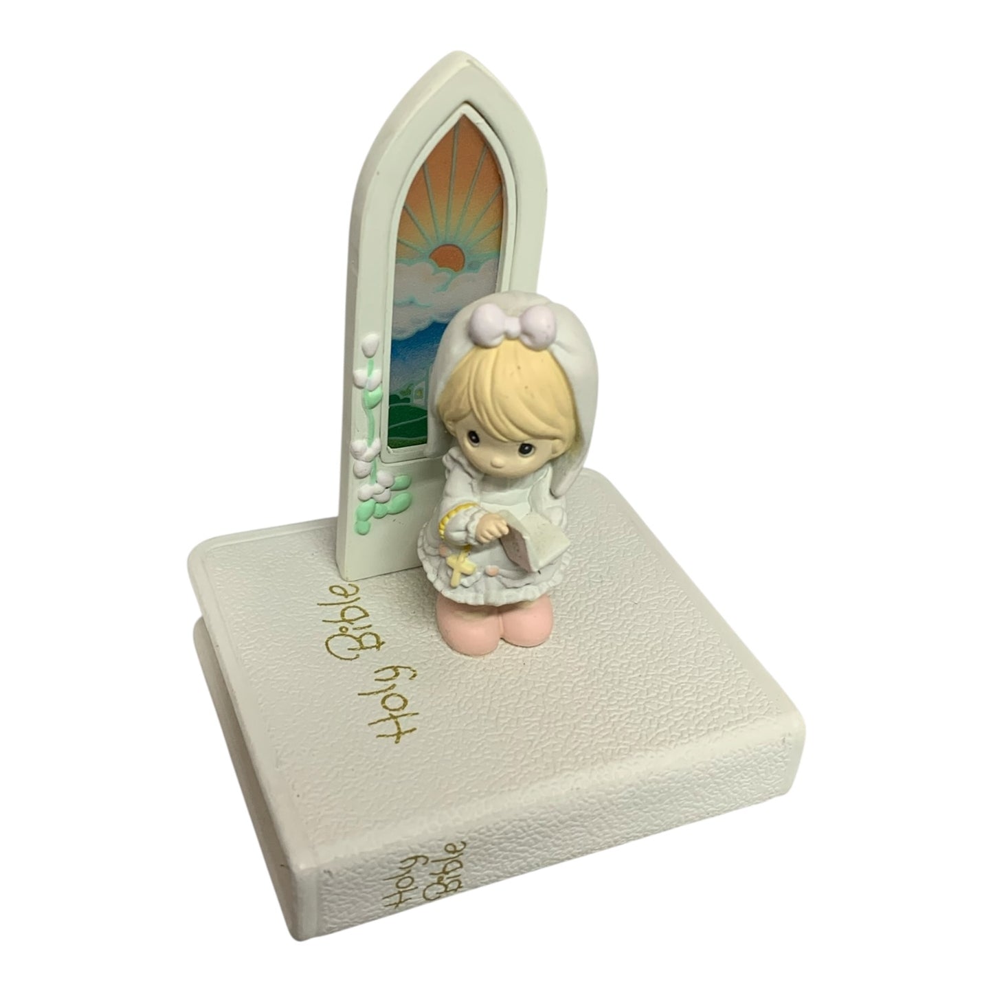 40463 -Precious Moments Girl's First Holy Communion Figurine Holding Bible 3.5 inch |H-26|