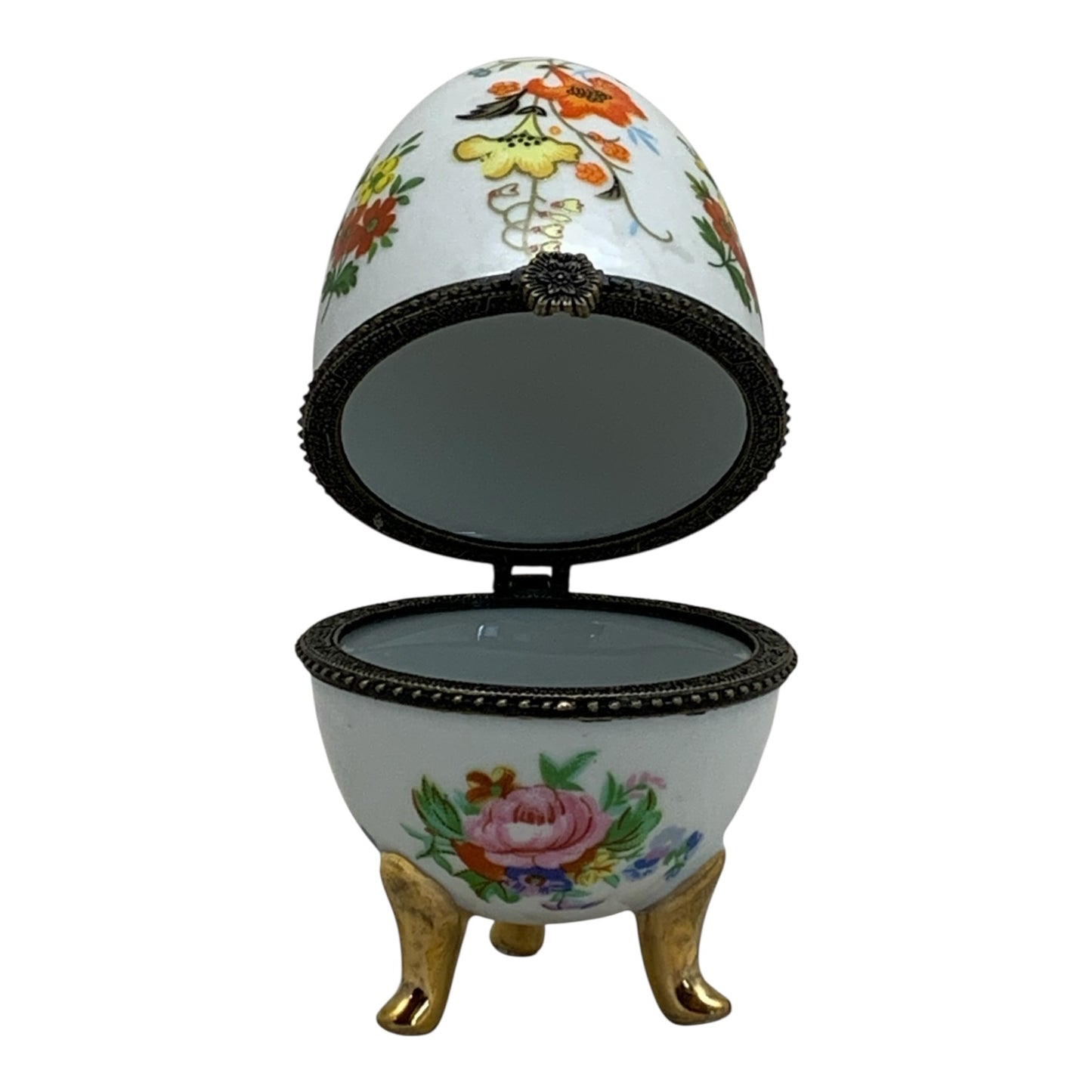 20034 - 4-Inch Orange & Yellow Floral Decorative Egg Box |15-29|