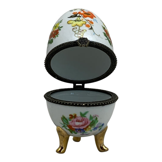 20034 - 4-Inch Orange & Yellow Floral Decorative Egg Box |15-29|