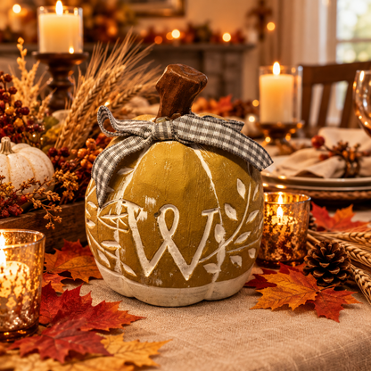 31616 - 4" Ceramic Initial W Stone Pumpkin |Pod 2-14|