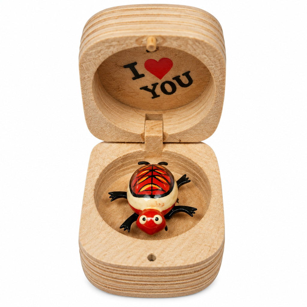 8858 - 2" Red Dancing Turtle Wood Box |Z-38|