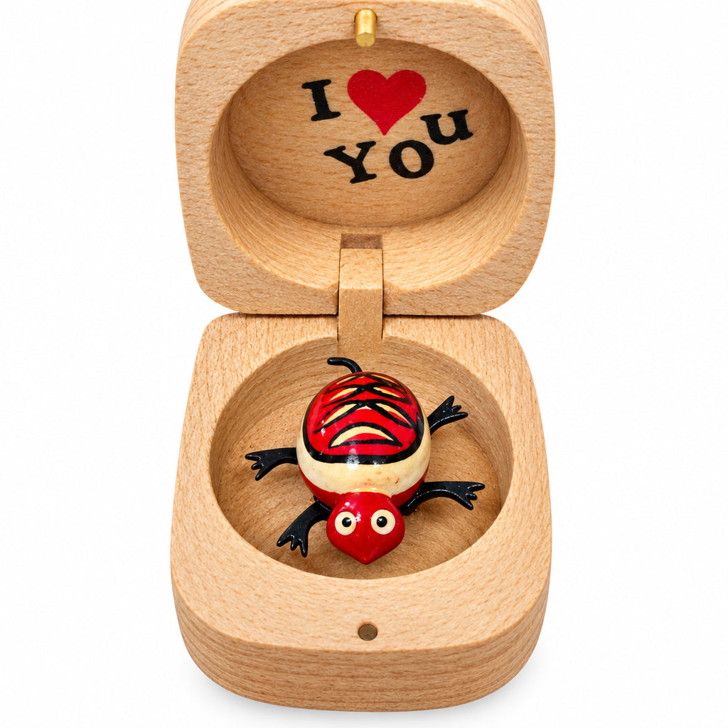 8858 - 2" Red Dancing Turtle Wood Box |Z-38|