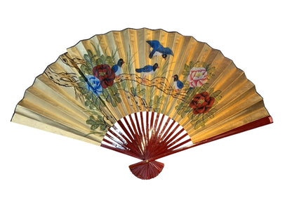13655 - Large 60" Bird and Flower Decorative Fan for Wall