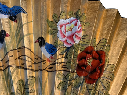 13655 - Large 60" Bird and Flower Decorative Fan for Wall