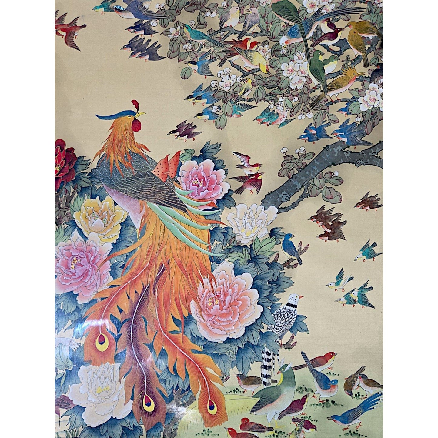 957 - 48" x 31" Peacock And Birds Painting Asst Frame - |10:16|