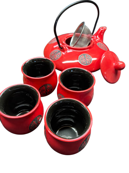 5016 - 5 Pcs Tea Set Red (POR053) |13-27|