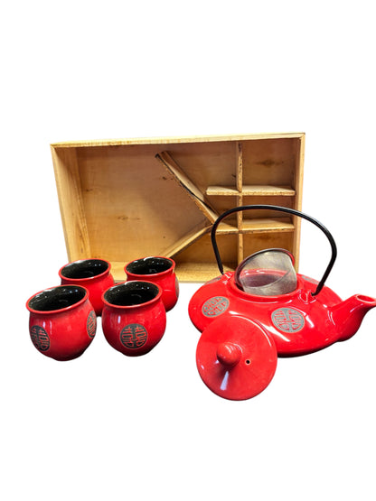 5016 - 5 Pcs Tea Set Red (POR053) |13-27|