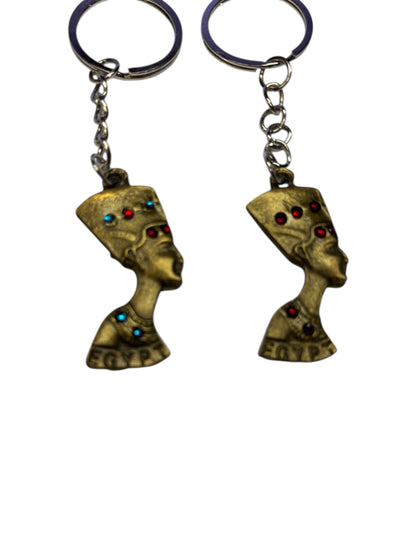 26466 - Set of 2 Keychain Brass Nefertiti Bought in Egypt-1 |DVD-37|