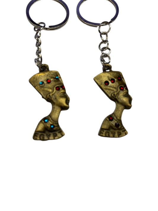 26466 - Set of 2 Keychain Brass Nefertiti Bought in Egypt-1 |DVD-37|