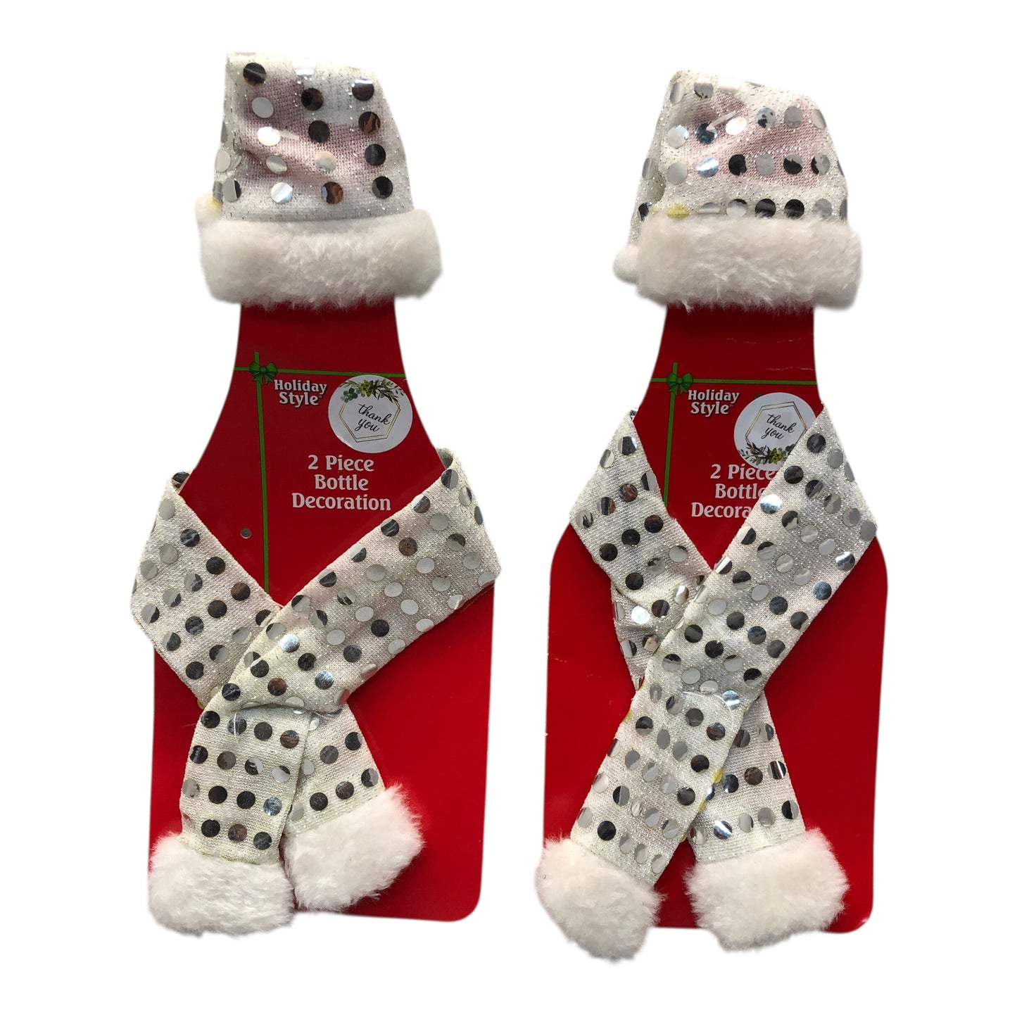 21575 - Bottle Cover Silver Hat Scarf Set of Two |Pod 2-61|