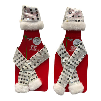 21575 - Bottle Cover Silver Hat Scarf Set of Two |Pod 2-61|
