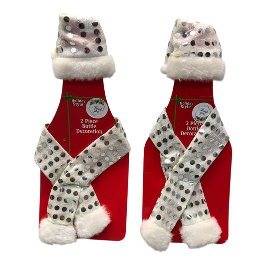 21575 - Bottle Cover Silver Hat Scarf Set of Two |Pod 2-61|