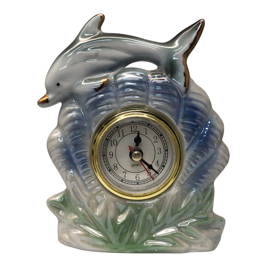 18939 - 6" Blue Dolphin Clock Ceramic |15-34|