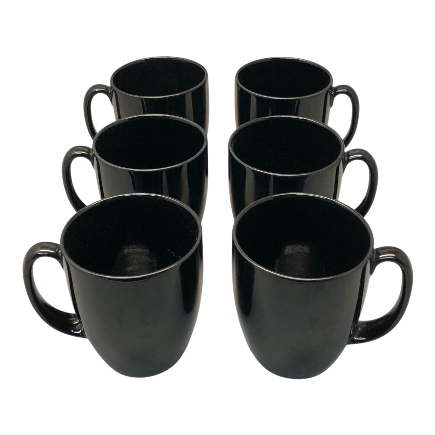 37163 - Set of 6 Black Corelle Stoneware Mugs |H-34|