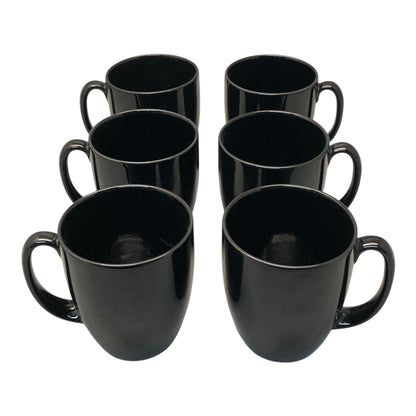 37163 - Set of 6 Black Corelle Stoneware Mugs |H-34|