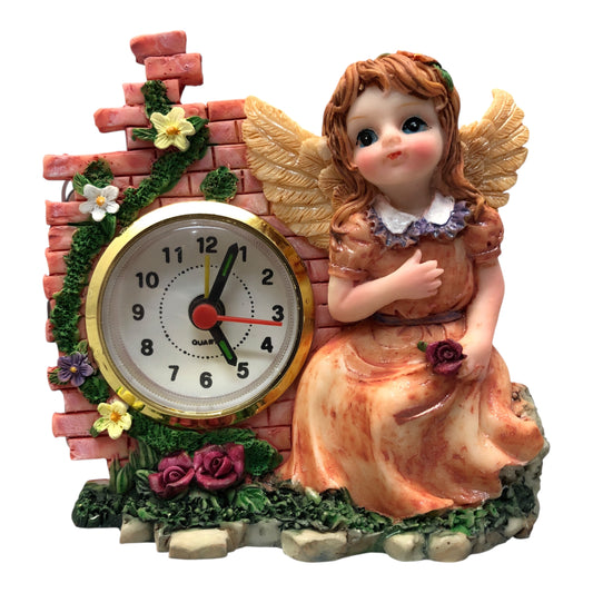 28486 - 4” Clock Ceramic Angel Battery Operated |9-11|