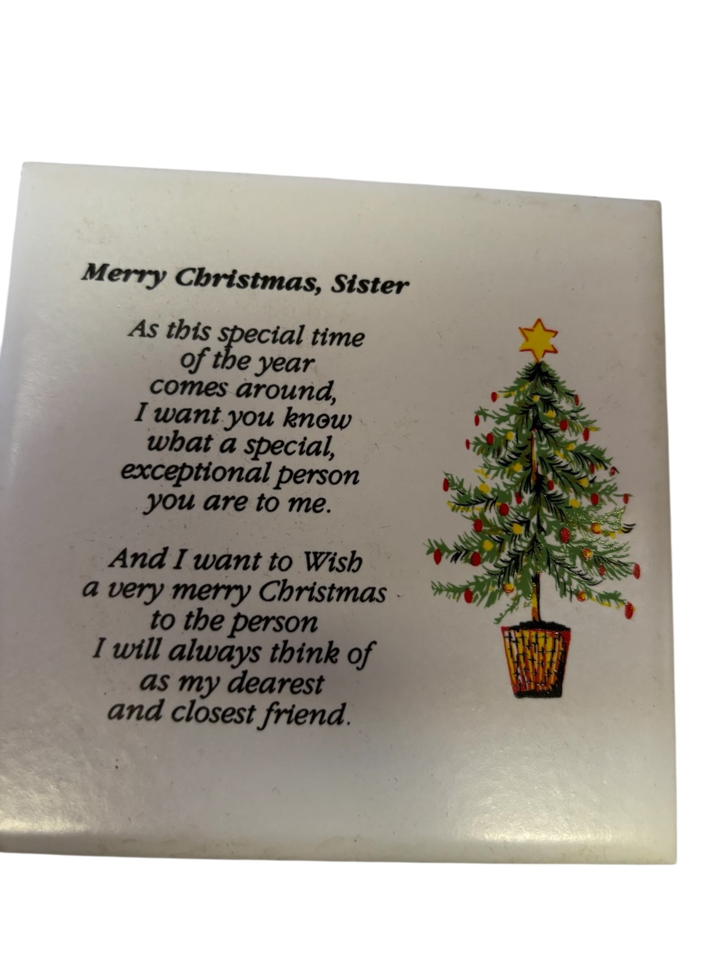 42364 - HAND CRAFTED 4" Tile Merry Chirstmas, Sister |17-30|