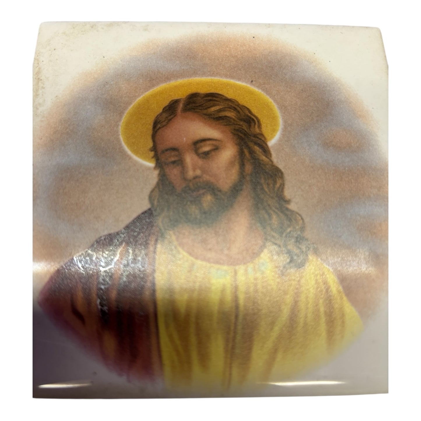 41474 - HAND CRAFTED Ceramic Tile 4 Jesus With Halo |17-30|