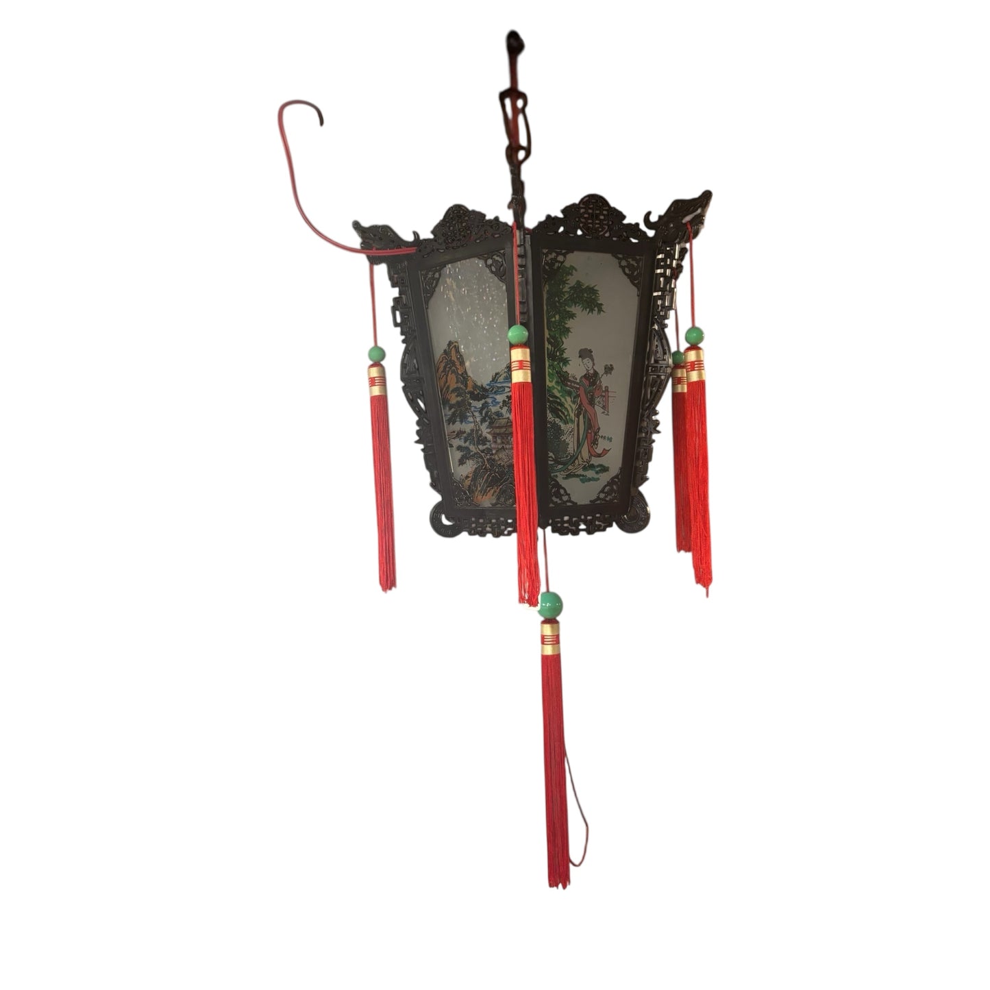 15201 - Wood Palace Lantern Wall Mount Hand Painted 13"x12" |Store| |13-28|