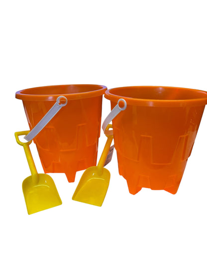 24851 - Set of two  8" Orange Pail With Shovel |6-11|