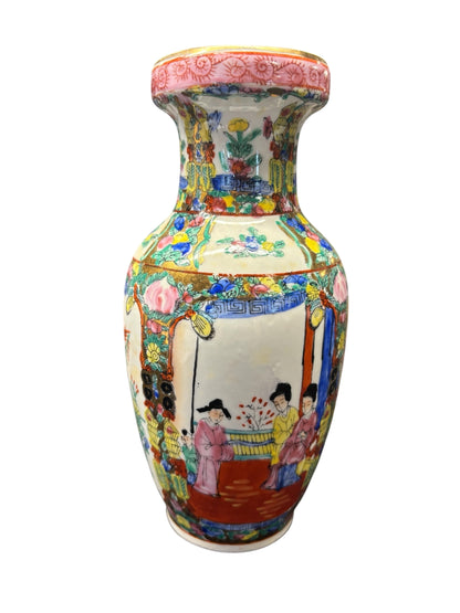 1729 - 8.5" CERAMIC Asian Vase Women in Parlor |16-27|15-36|