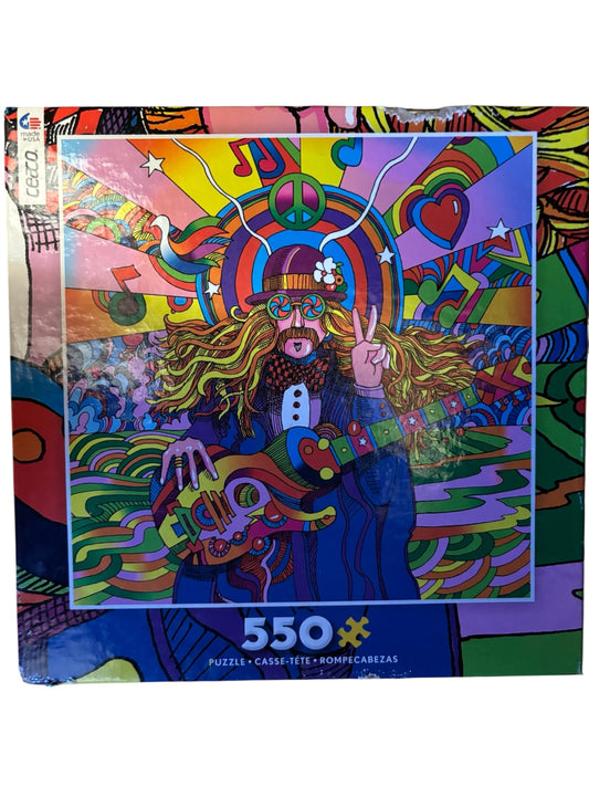 39355 - Ceaco Pop Art Peace Love Hippie 550 Pc Puzzle - |GR-19|