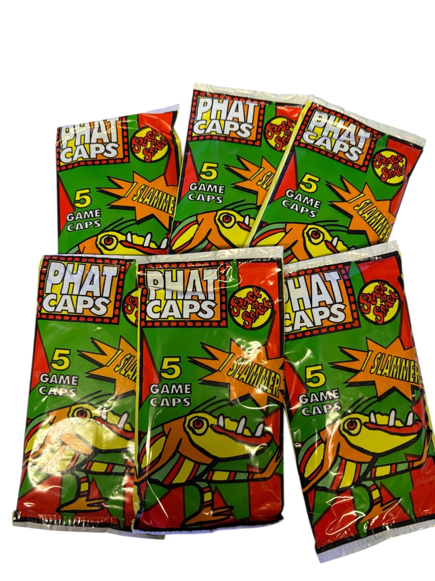 3017-Vintage 1995 Phat Caps Milk Caps Booster Packs Set of 6 - Sealed with Slammer |FR-14|