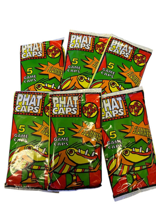 3017-Vintage 1995 Phat Caps Milk Caps Booster Packs Set of 6 - Sealed with Slammer |FR-14|