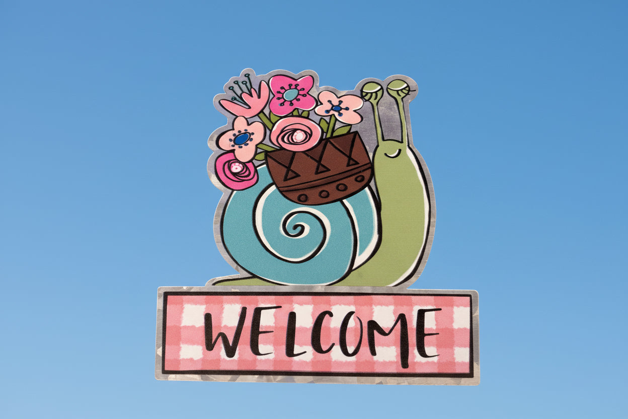 511 - 16" Welcome Snail Metal Plant Stake Whimsical Outdoor Garden Decor |TBD|