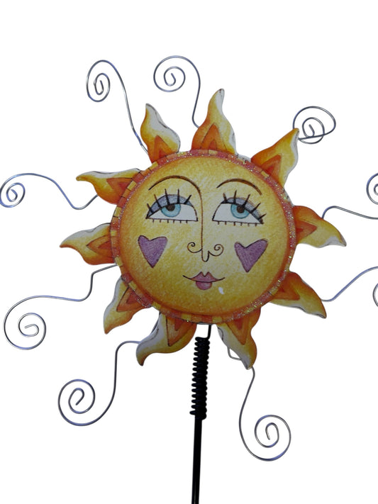 31694 - 18" Metal Happy Sun Face Garden Pick Plant Stake |TBD|