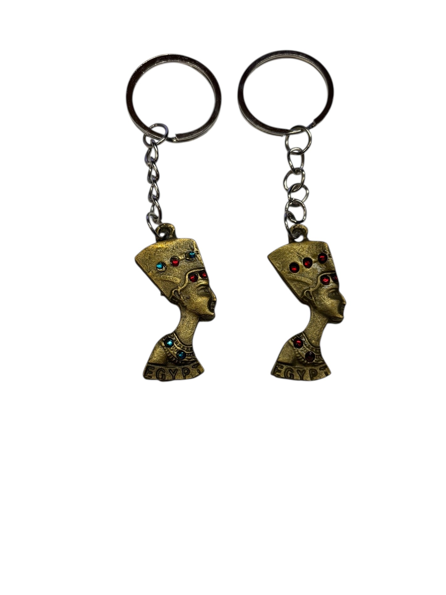 26466 - Set of 2 Keychain Brass Nefertiti Bought in Egypt-1 |DVD-37|