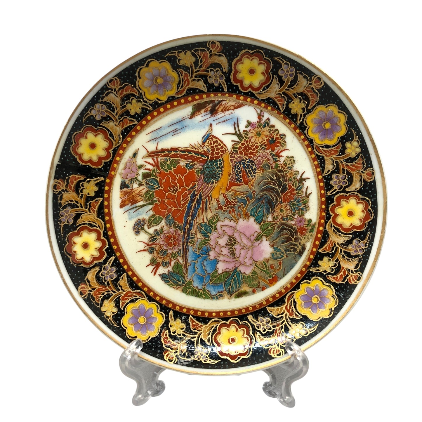 4367 - 6" Plate Asian Pink Flower With Pheasant |17-30|