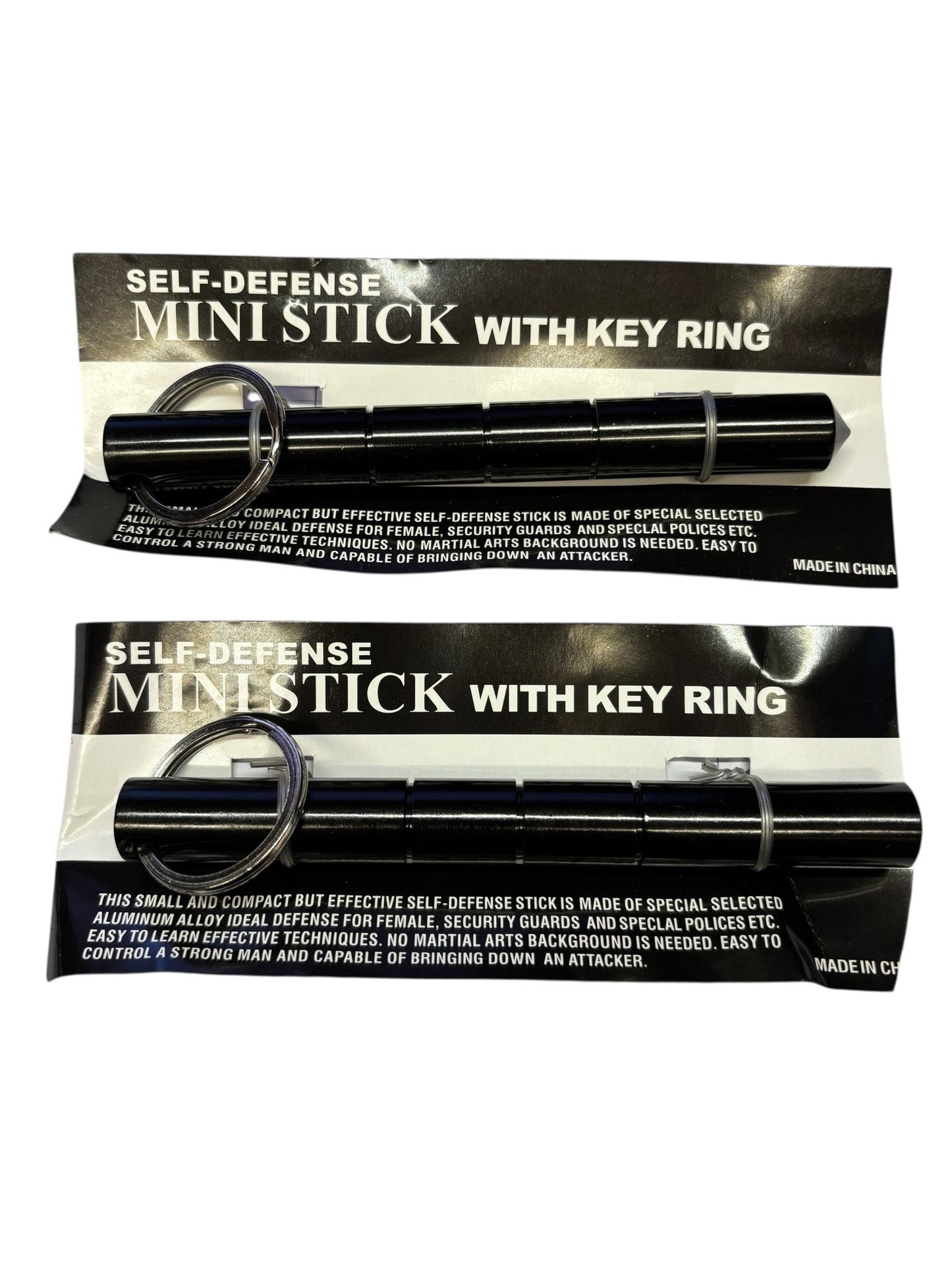 36969 - 2  SETS Self Defense Black 6" Metal Mini Stick Keyring |88| |92|