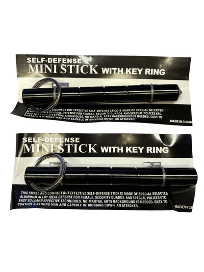 36969 - 2  SETS Self Defense Black 6" Metal Mini Stick Keyring |88| |92|