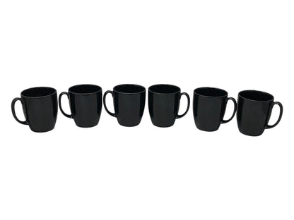 37163 - Set of 6 Black Corelle Stoneware Mugs |H-34|
