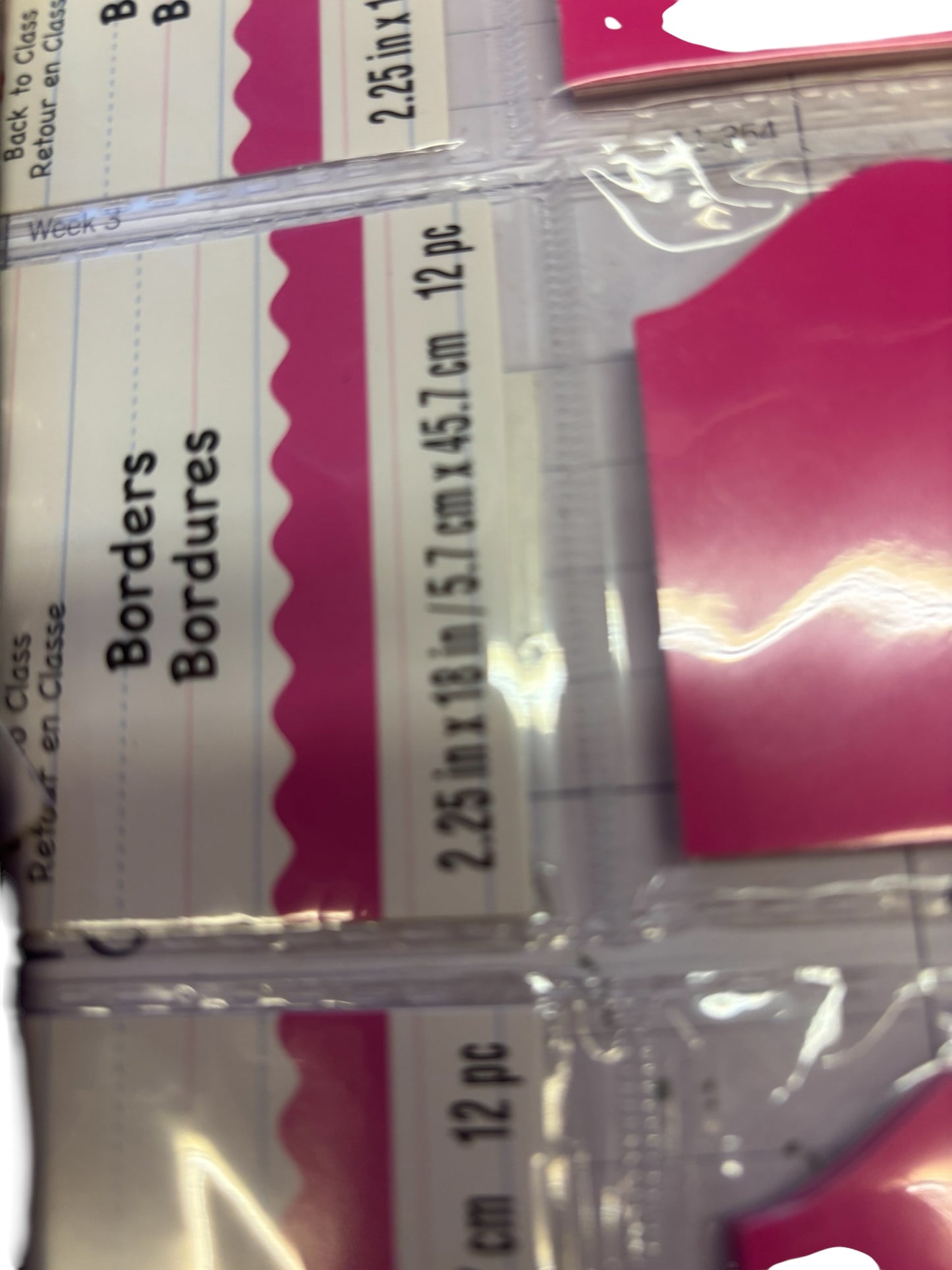 36795 -Bulletin Board Vivid Hot Pink Border Design-3pk/36pcs |9-7|