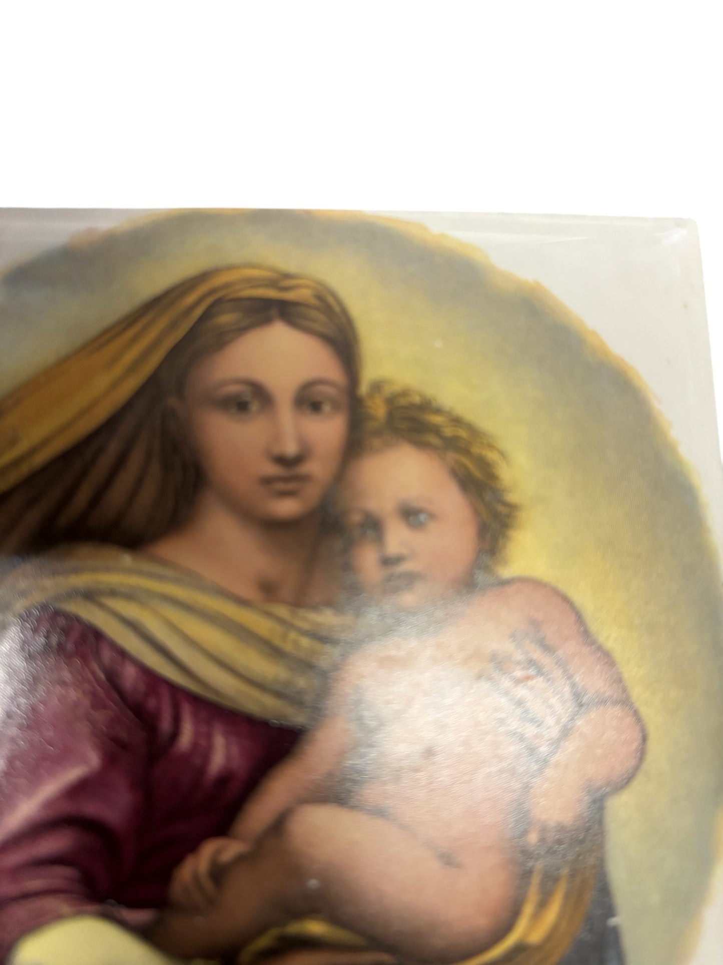 42306 - HAND CRAFTED Ceramic Tile 4" Modonna Mother Mary and Child" |17-30|