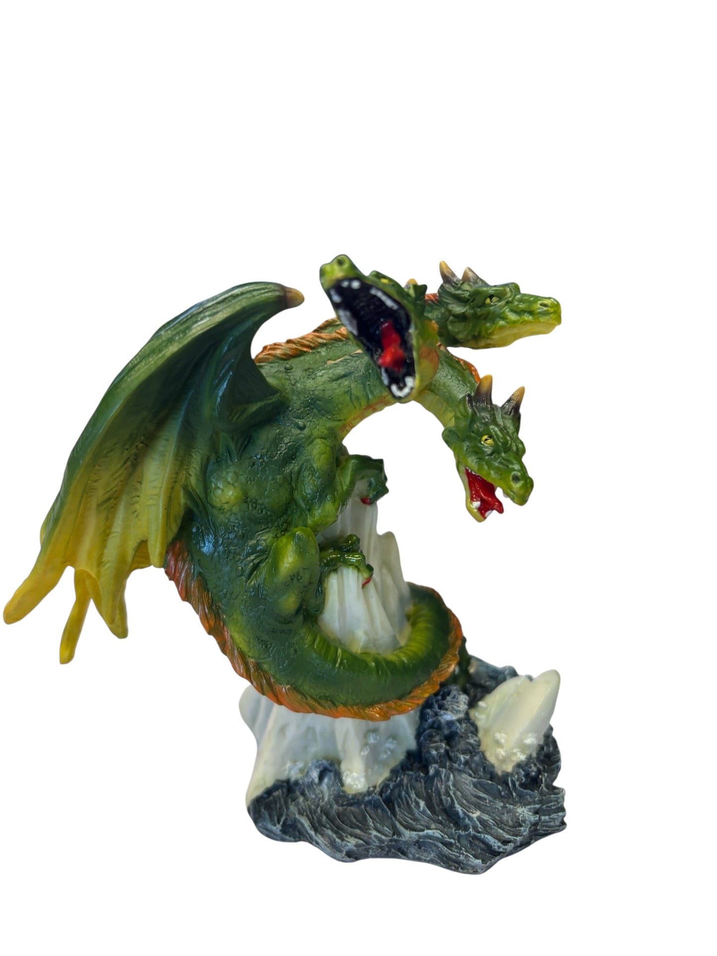 40532 - Three Headed 5" Resin Green Dragon on Ice |Store|