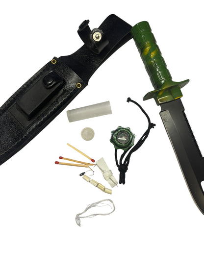 7742 - Camo Survival Knife 10 Inch Matches, Fishing Hook and Line, and More |105:Store|
