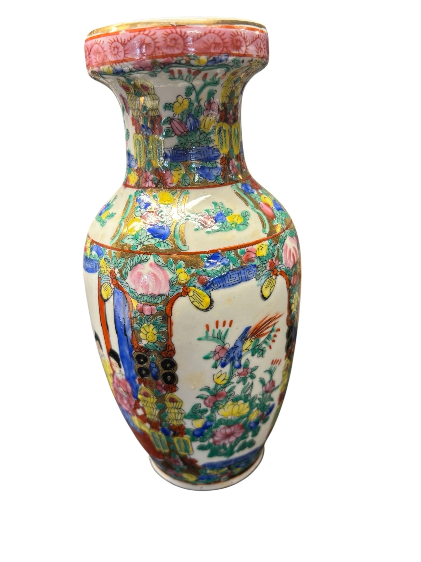 1729 - 8.5" CERAMIC Asian Vase Women in Parlor |16-27|15-36|