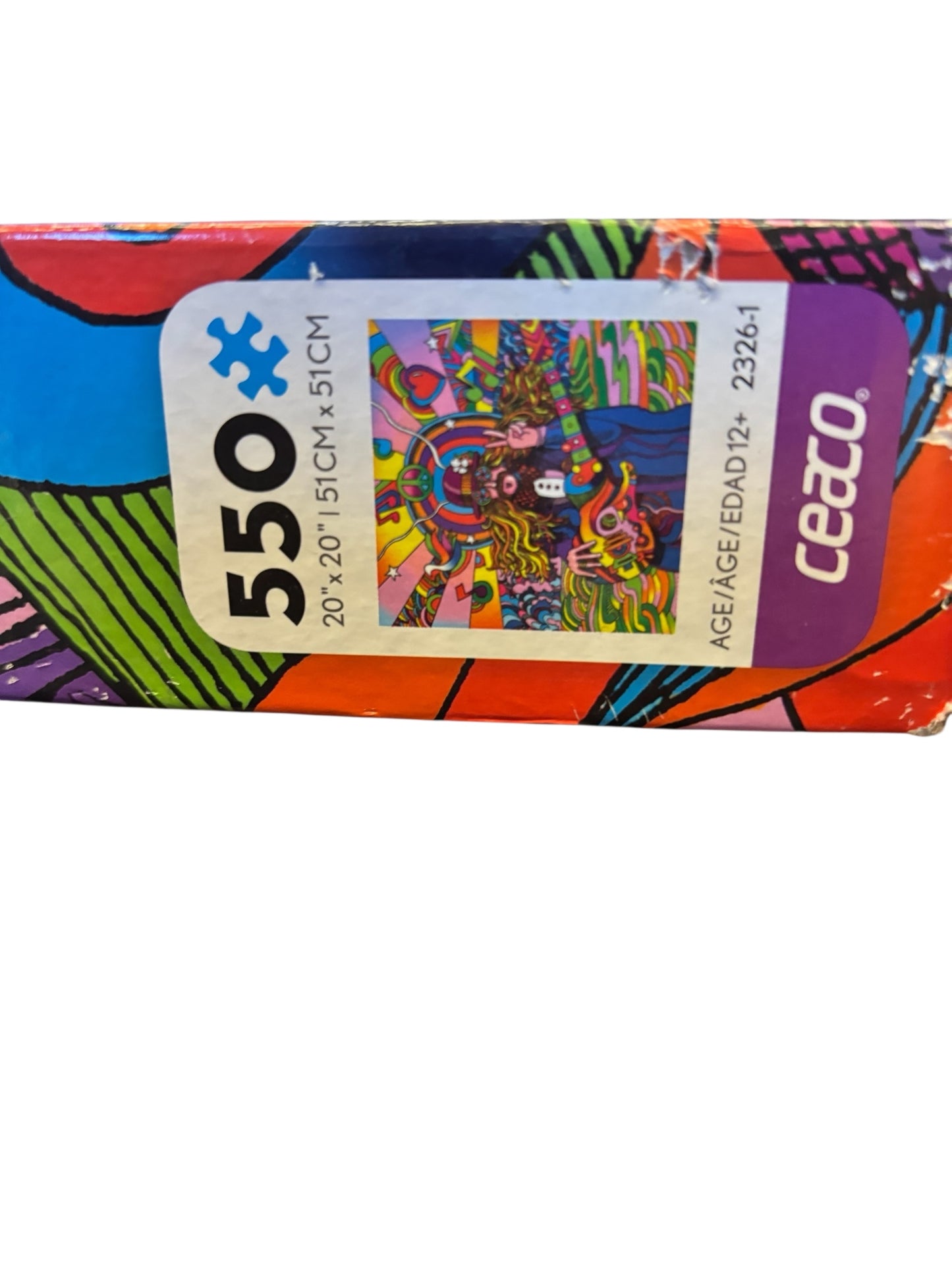 39355 - Ceaco Pop Art Peace Love Hippie 550 Pc Puzzle - |GR-19|
