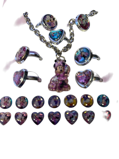 30789- Minnie Disney Junior Jewelry Set Featuring Bracelet Rings And Earrings For Girls |GR-3|