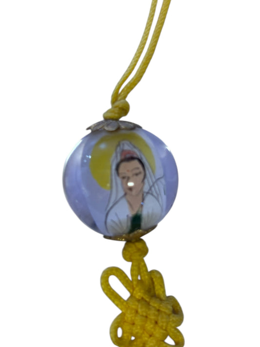 22435 - Yellow Kwan Yin Hanging Charm Pendant |Clear-227|