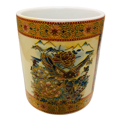 16585 - Satsuma PENCIL OR VASE Holder w/Birds, 4" Flower |22-10|