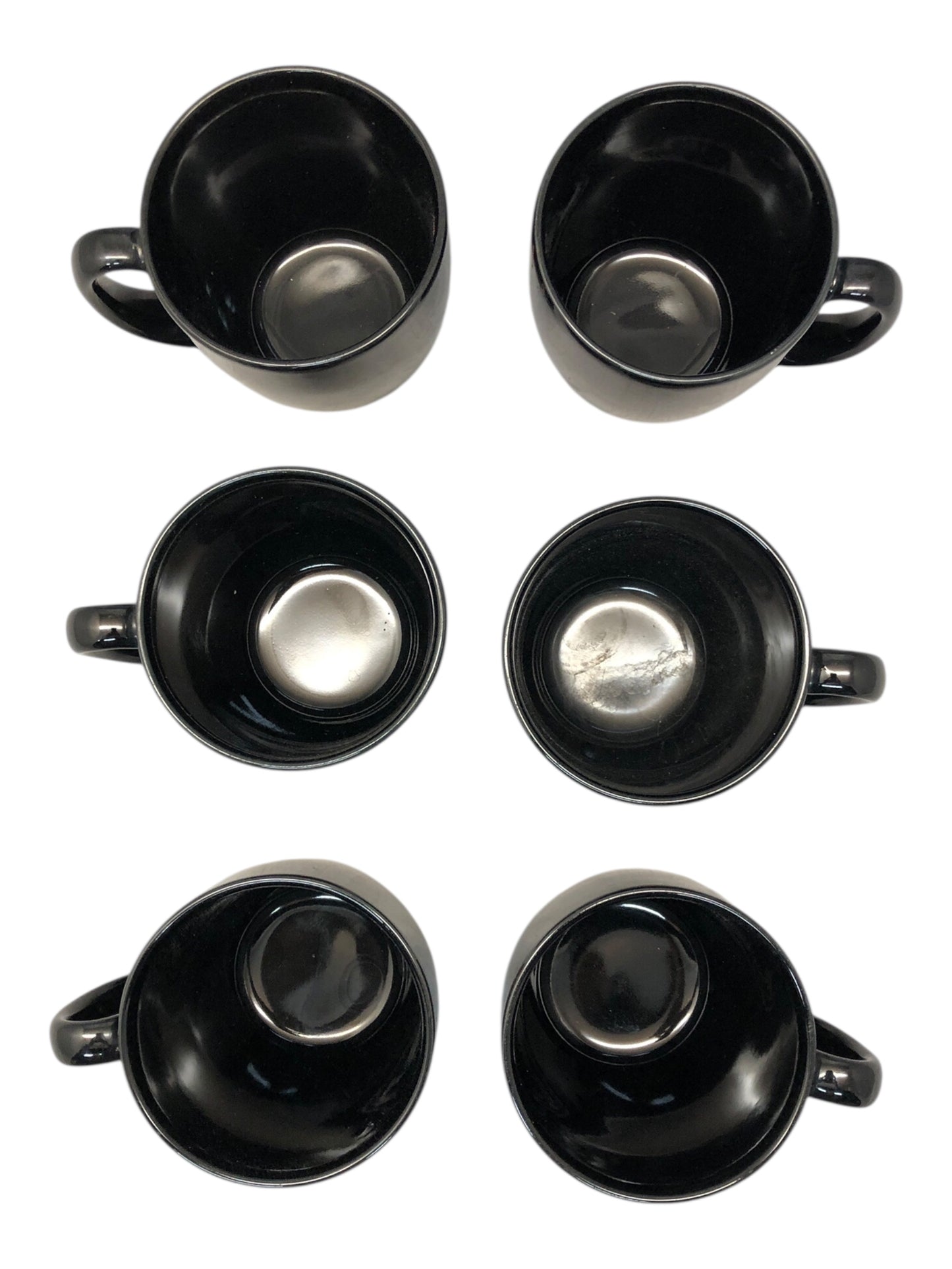 37163 - Set of 6 Black Corelle Stoneware Mugs |H-34|