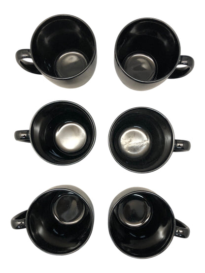 37163 - Set of 6 Black Corelle Stoneware Mugs |H-34|