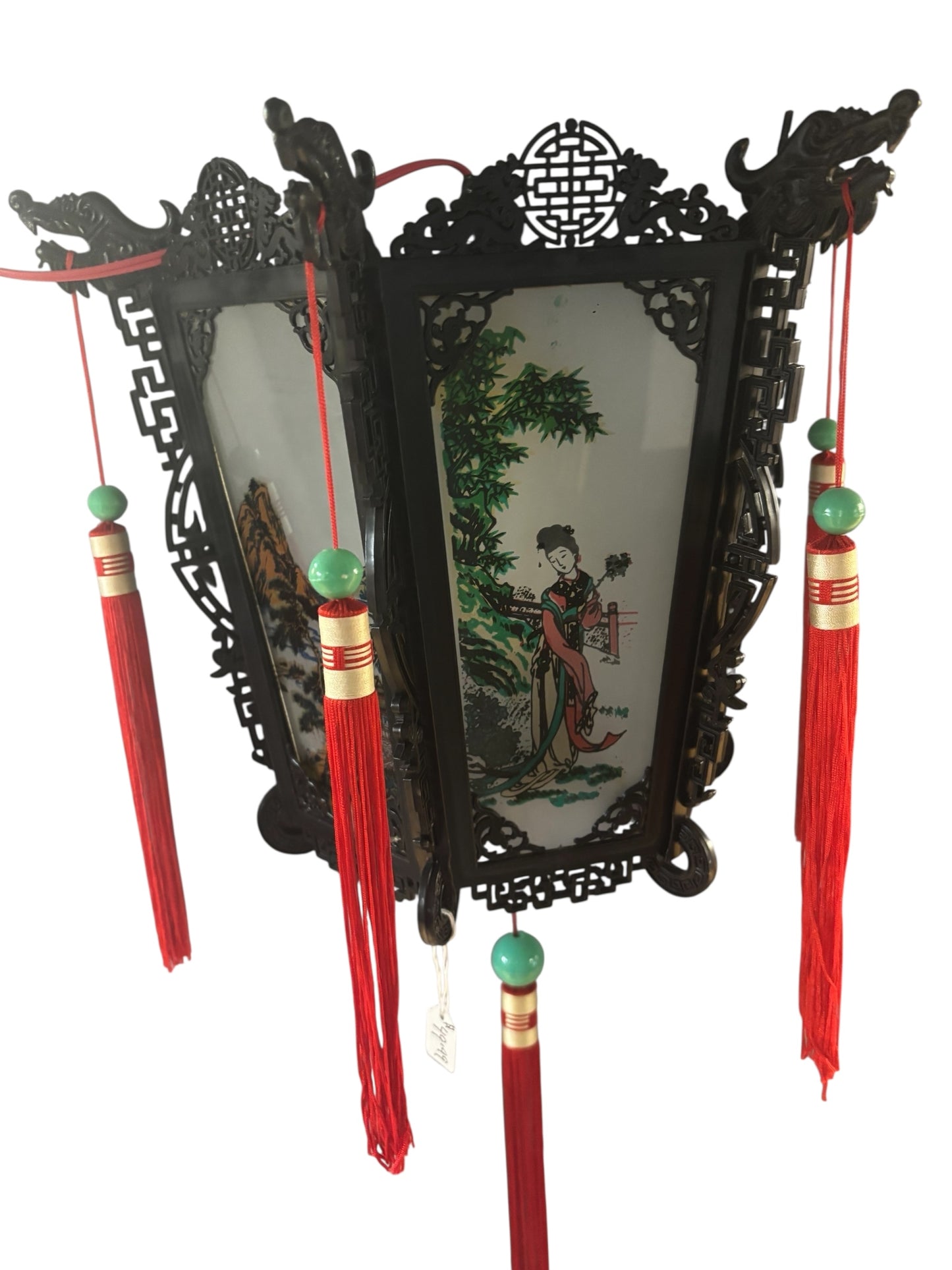 15201 - Wood Palace Lantern Wall Mount Hand Painted 13"x12" |Store| |13-28|
