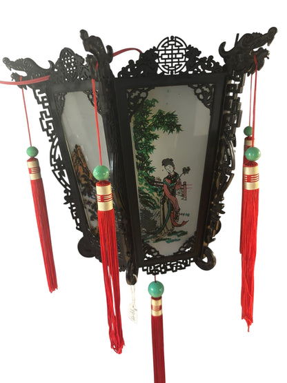15201 - Wood Palace Lantern Wall Mount Hand Painted 13"x12" |Store| |13-28|