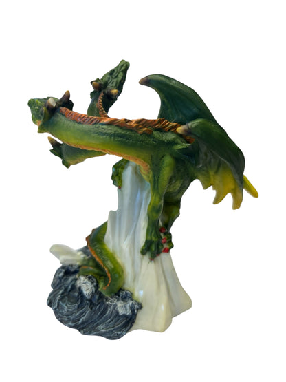 40532 - Three Headed 5" Resin Green Dragon on Ice |Store|