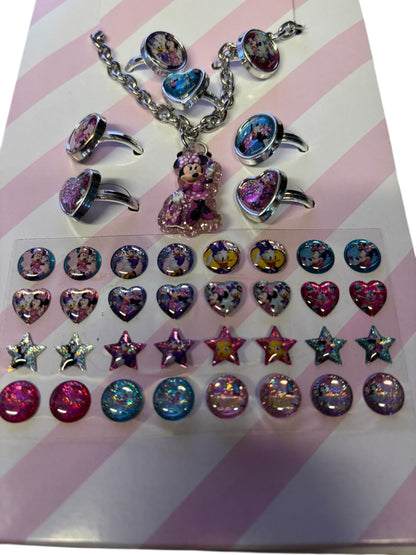 30789- Minnie Disney Junior Jewelry Set Featuring Bracelet Rings And Earrings For Girls |GR-3|